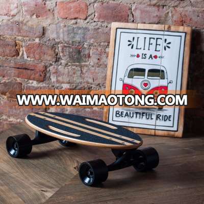 Wellshow Sport Unique 19" Canadian Maple ABEC 7 Oval Mini Longboard Handcrafted Wooden Skateboard Campus Cruiser Longboard